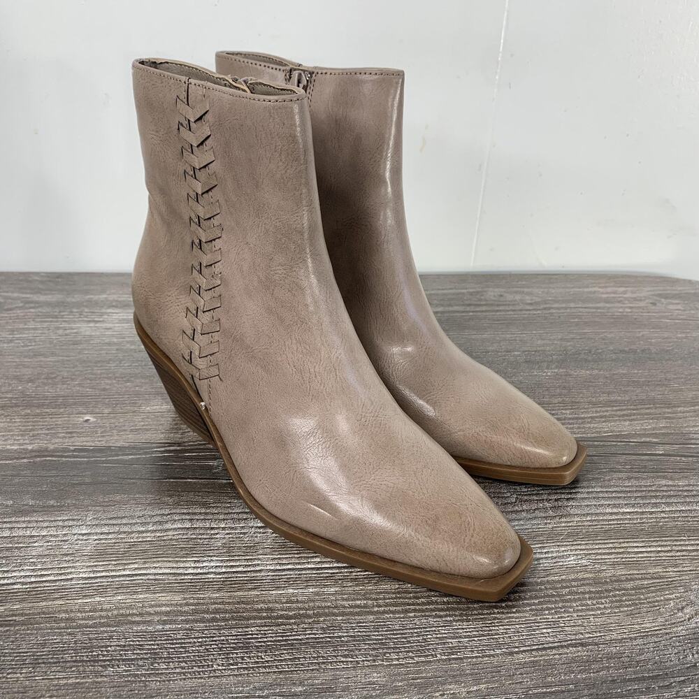 Frye And Co Katara Ankle Booties‎ Womens Size 6 Stone Block Heel Boots Beige